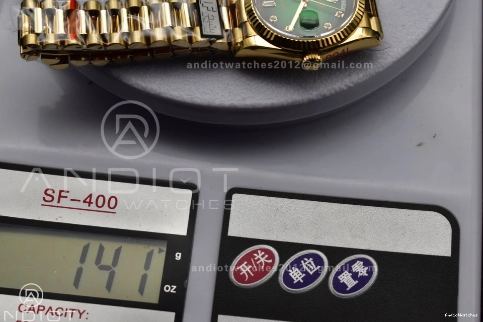 YG Diamond President on 904L Green vr3255 692 Faded V5 Edition (Gain Bracelet DayDate Square with QF Dial Weight) Steel 36 SunProtective Best 1221